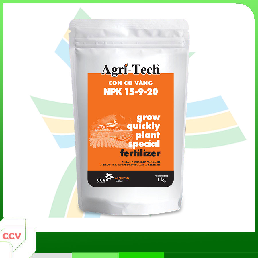 Phân bón công nghệ tháp cao NPK 15-9-20 AgriTech (1kg)